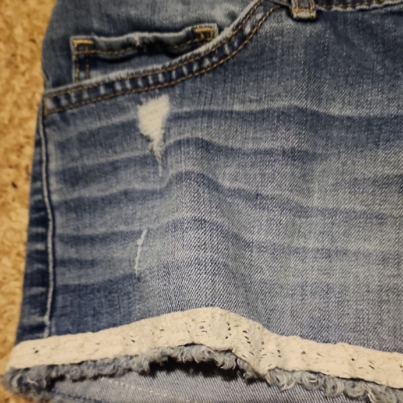 Blue Denim Distressed Shorts - Picture 3 of 4